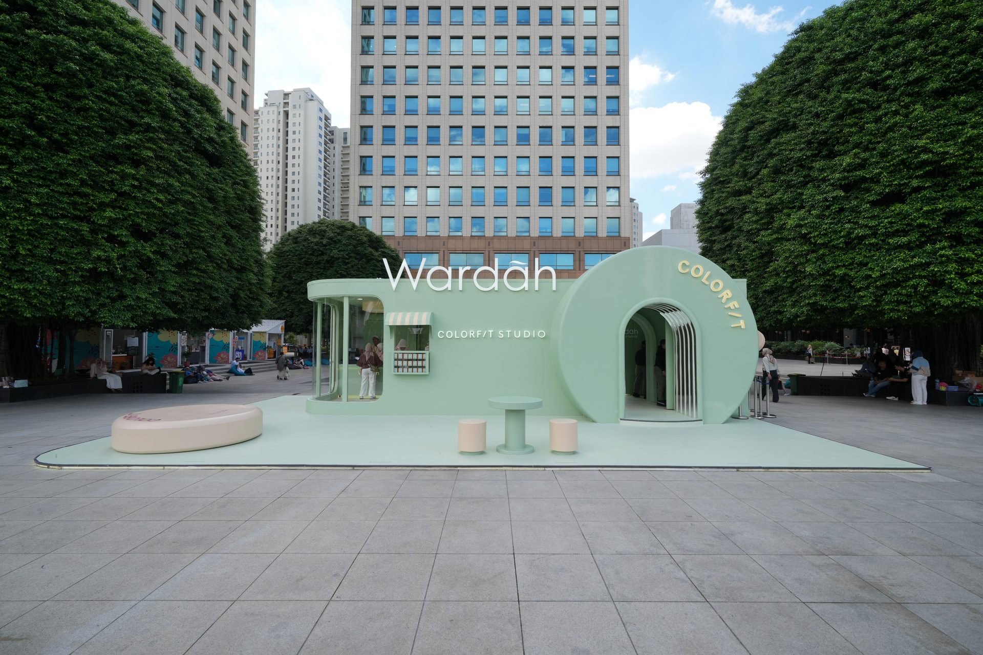 Wardah pavilion installation in a city plaza