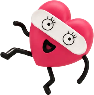 The red bandaged heart character mid-stride